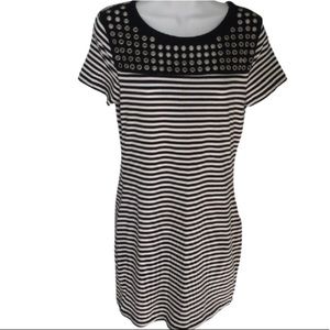 MICHAEL KORS striped mini dress with metal grommet